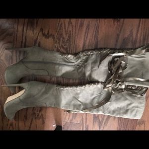 Suede thigh high boots